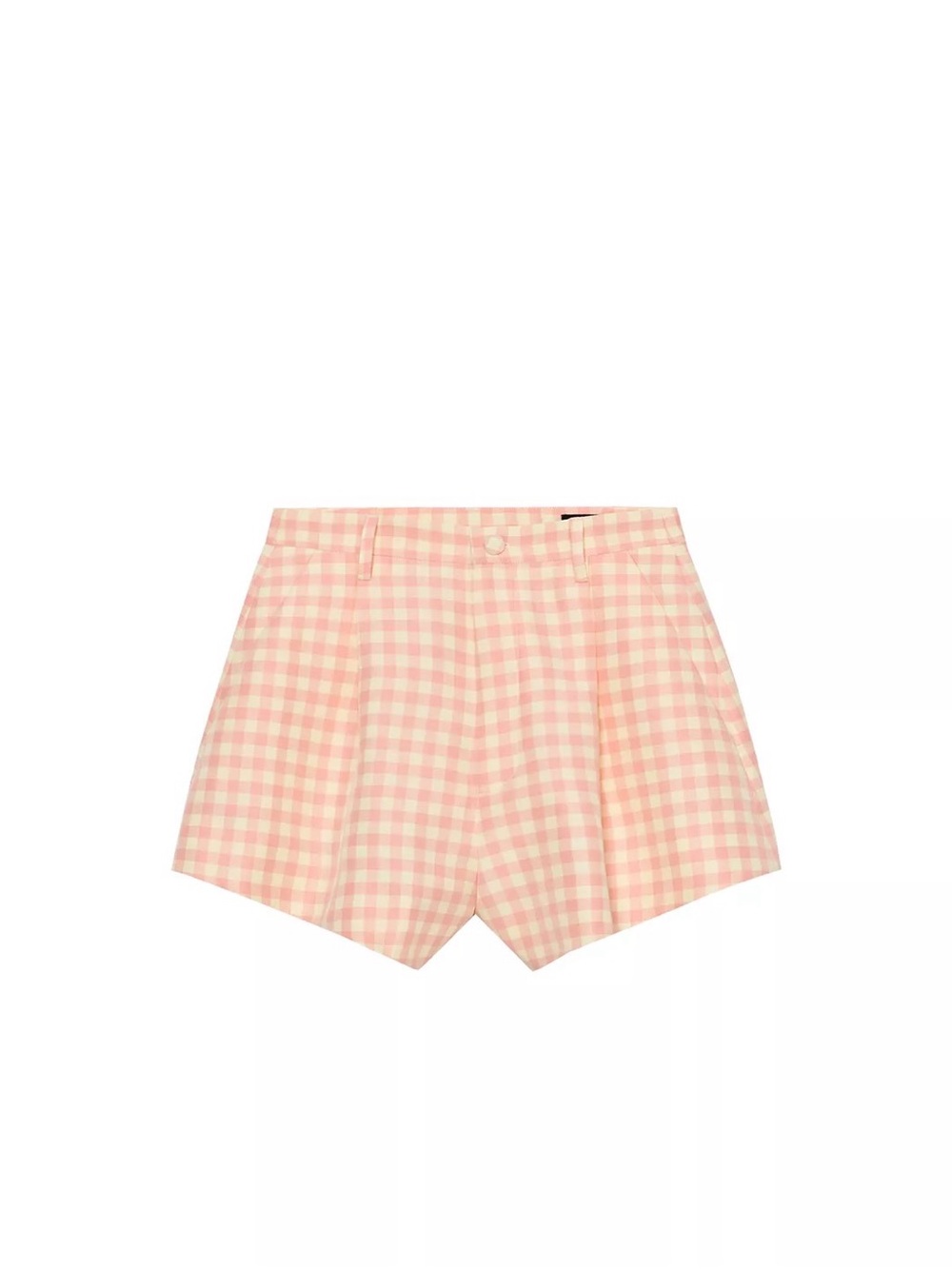 Zara Pink Gingham High-Waist Shorts